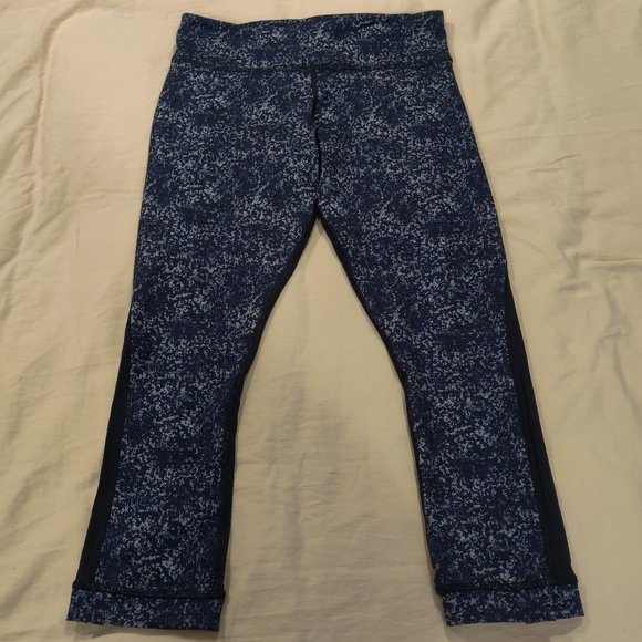 lululemon athletica Pants - Lululemon Journey Crop Women's Rocky Road Sand Dune Black Mesh Leggings Size 6